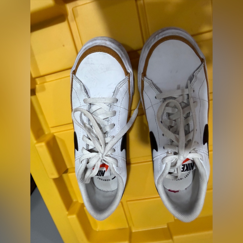 Nike Kids White and Brown Accent Low-Top Sneakers